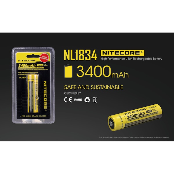 NL1834 3400mAh Rechargeable 18650 Battery